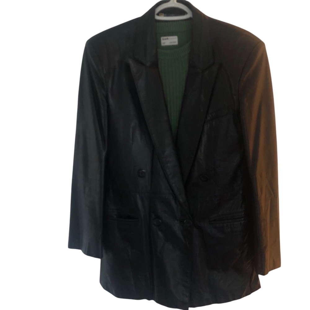 Black Leather Blazer Jacket Size medium